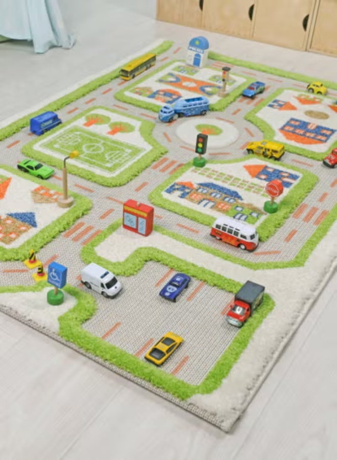 IVI 3D Play Carpet Traffic Design - Small | Green | Activity Playmat for Kids & Children | Bedroom, Living Room, Nursery Rug | Polypropylene | Foldable | 113 cm x 80 cm - Image 3